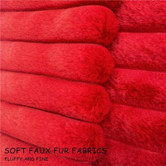 Red Faux Fur Velvet Pillow Covers 18x18 Set of 2 Soft Decorative Cushion Cases - Picture 3 of 8